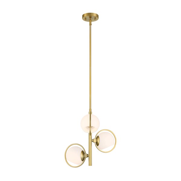Designers Fountain Teatro 60 Watt 3 Light Brushed Gold Pendant with Etched Opal Glass Shade D296C-15P-BG - main